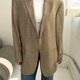 Contrasted blazer in plaid beige and pale brown checkered  (Express shipping)