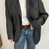 Grey plaid and speckered contrasted blazer