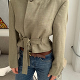 Belted blazer in pale speckered