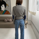 Belted blazer in White and blue checkered