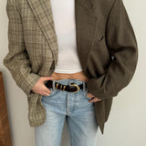 Khaki and plaid contrasted blazer