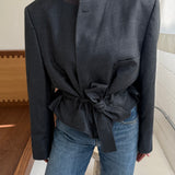 Belted blazer in Blue patterns