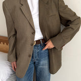Stunning contrasted blazer in houndstooth and plaid