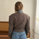 Belted blazer in Brown plaid