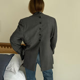 Grey pinstriped button back blazer
