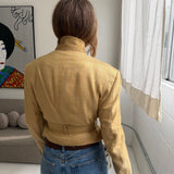 Belted blazer in Yellow lightly checkered