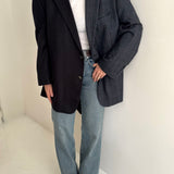 Dark blue contrasted blazer