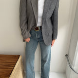 Contrasted blazer in pale blue and grey tones