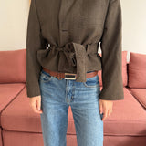 Belted blazer in green