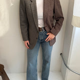 Checkered and houndstooth contrasted blazer