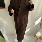 Heavy wool chocolate brown with hues of green coat