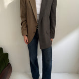 Checkered and brown subtle checkered contrasted blazer