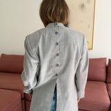 Button back blazer in light grey plaid