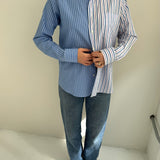 Contrasted shirt in blue and pink tones