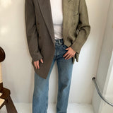 Double breasted contrased blazer in earthy tones