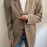 Plaid and pale speckered contrasted blazer in wool and silk