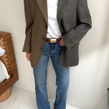 Houndstooth brown and plaid pale contrasted blazer