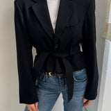 Belted cropped blazer