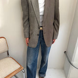 Stunning grey toned checkered contrasted blazer