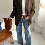 Contrasted blazer in Brown plaid and houndstooth (Express shipping)