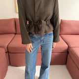 Belted blazer in green
