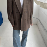 Brown double-breasted blazer in thick wool