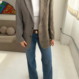 Contrasted blazer in plaid and speckered cold tones (Express shipping)