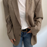 Plaid and pale speckered contrasted blazer in wool and silk