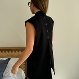 Dark blue pinstriped double breasted vest