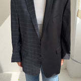 Contrasted blazer in dark grey and blue checkered (Express shipping)