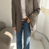 Checkered beige blazer