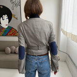 Belted blazer in White and blue checkered