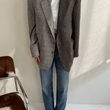 Contrasted blazer in silk and wool mix
