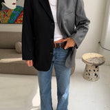 Contrasted blazer in grey solid and black pinstriped (Express shipping)
