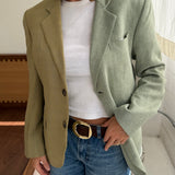 Contrasted blazer in Mint green and checkered yellow (Express shipping)