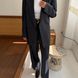 Dark blue double-breasted suit