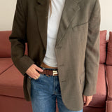 Contrasted blazer in Brown wool mix (Express Shipping)