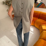 Stunning button back vest in pale grey