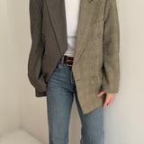 Double breasted contrased blazer in earthy tones