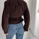 Belted blazer in Brown Corduroy