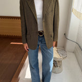 1970s herringbone blazer on thick wool