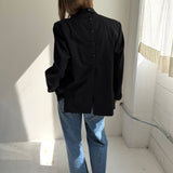 Button back blazer in Black Tux
