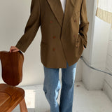 Brown double-breasted Button back blazer