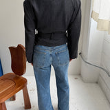 Belted blazer in Dark grey speckered
