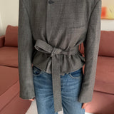 Grey speckered Belted blazer