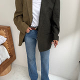 Olive contrasted blazer in wool