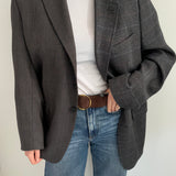 Grey plaid and speckered contrasted blazer