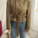 Belted blazer in Yellow houndstooth