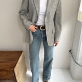 Beautiful grey herringbone blazer with stunning back details