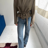 Belted blazer in dark beige